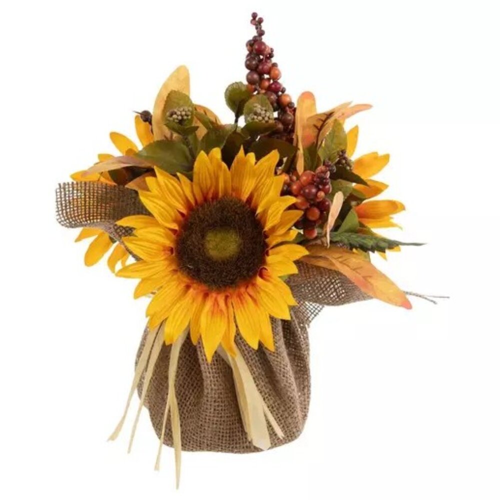 Sunflower & Berry Arrangement Faux Floral Arrangement